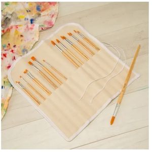 Artist Loft Paint Brush Holder Roll Up Canvas Storage Organizer 12 slots  13x13